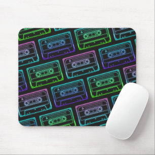Groen Blauw Neon Cassettebandje Patroon Muismat