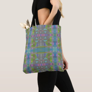 Groen blauw Paars Geometrisch Draagtas