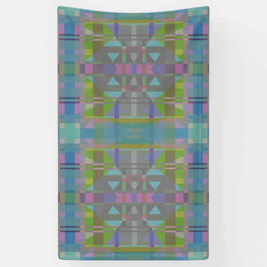 Groen blauw Paars Geometrisch Spandoek (Verticaal)