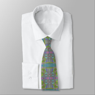 Groen blauw Paars Geometrisch Stropdas