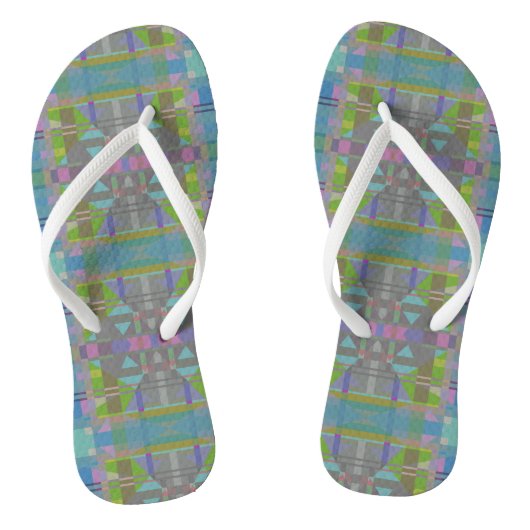 Groen blauw Paars Geometrisch Teenslippers (Voetbed)