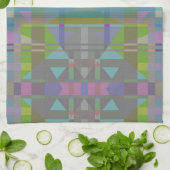 Groen blauw Paars Geometrisch Theedoek (Gevouwen)
