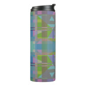 Groen blauw Paars Geometrisch Thermosbeker (Gedraaid links)