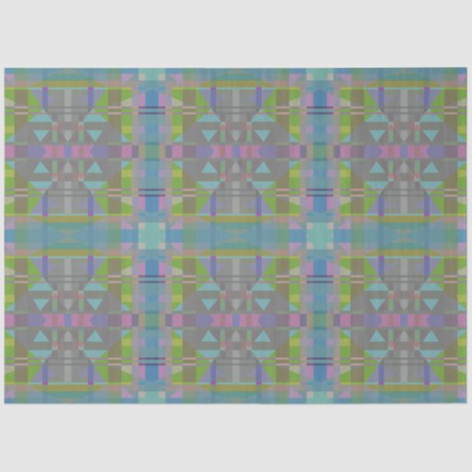 Groen blauw Paars Geometrisch Tissuepapier (Voorkant)