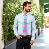 Groen blauw pasteien patroon stropdas