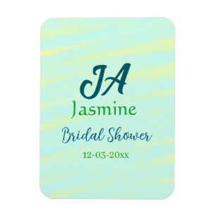 Groen blauw pastelkleurige waterverf bruidsdouche  magneet