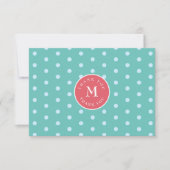 Groen Blauw Polka Dot Flat Dank u kaart (Voorkant)