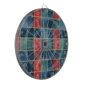 Groen Blauw Rood Goud Geruit Strepen Dartbord (Voorkant Links)