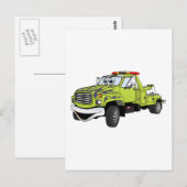 Groen Blauw Sleepwagen Cartoon Briefkaart (Voorkant / Achterkant)
