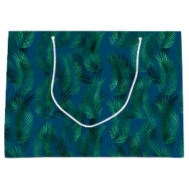 Groen Blauw Tropische Bladeren Groot Cadeauzakje