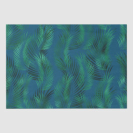 Groen Blauw Tropische Bladeren Tissuepapier