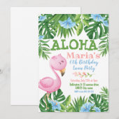 Groen Blauw Tropische Bloemen Aloha Luau Verjaarda Kaart (Voorkant / Achterkant)