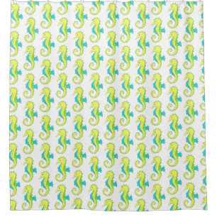 Groen blauw Zee Paardenzee Douchegordijn