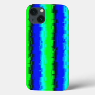 groen blauw zwart abstract regenboogpatroon iPhone 13 hoesje