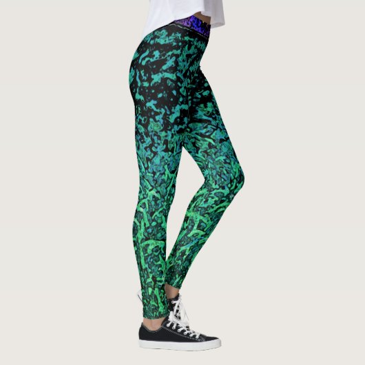 Groen, blauw, zwart Patroon Leggings (Rechts)