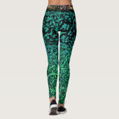 Groen, blauw, zwart Patroon Leggings (Achterkant)