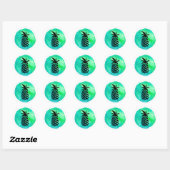 Groen Blauwe Ananas Ontwerp Ronde Sticker (Vel)