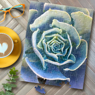Groen Blauwe Cactus Eenvoudige Krachtige Close-Up Legpuzzel