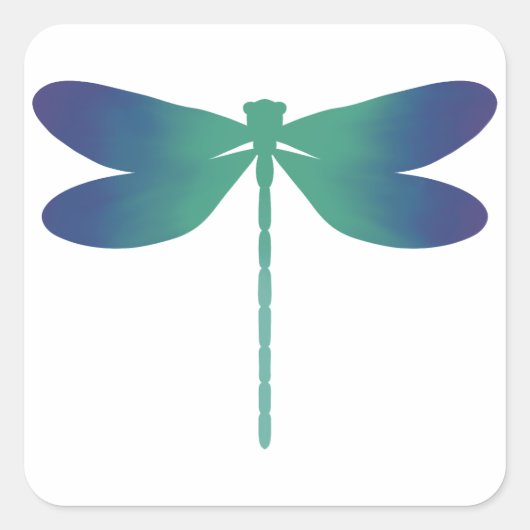 Groen-Blauwe Dunne Dragonfly Gradient Sticker (Voorkant)