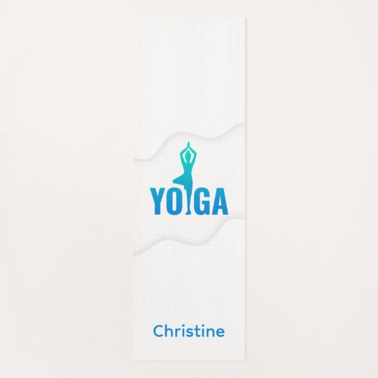 Groen-Blauwe Yoga Pose en Aangepaste Naam Yogamat (Voorkant)