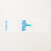 Groen-Blauwe Yoga Pose en Aangepaste Naam Yogamat (Voorkant (horizontaal))