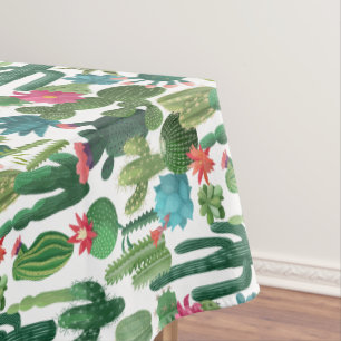 Groen Blauwgroen Blooming Cactussen Patroon Tafelkleed