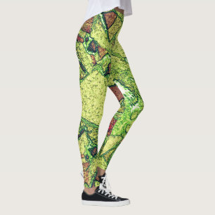 Groen bleek geel geverfd vulkanisch steenvormig on leggings