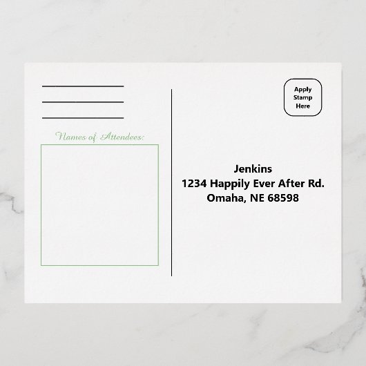 Groen & Bloem Botanisch Trouw RSVP Folie Uitnodiging Briefkaart (Achterkant)