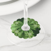 Groen Bloem Fractal Paper Wijnglas Labels (Dichtbij)