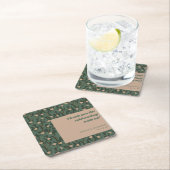 Groen Bloemen Boho Bruiloft Custom Dank u Vierkante Kartonnen Onderzetter (Insitu)