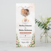 Groen Bloemen Bruiloft Foto elektronisch Kaart (Staand voorkant)