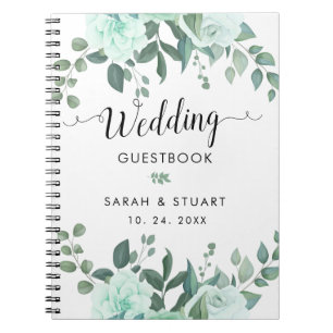 Groen Bloemen Bruiloft Gastenboek Notitieboek