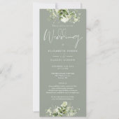 Groen Bloemen Details Elegante Salie Groene Bruilo Kaart (Voorkant)