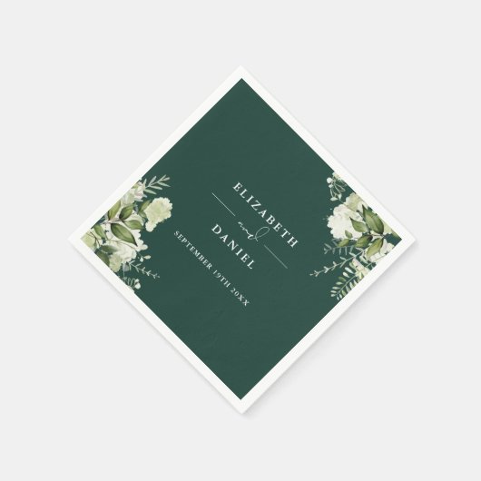 Groen Bloemen Elegante Smaragd Bruiloft Servet (Hoek)