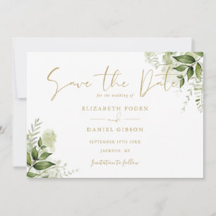 Groen Bloemen Foto Goud Script Save The Date