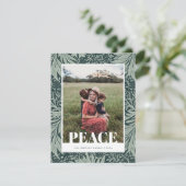 Groen  Bloemen Foto Kerstmis Kaart (Staand voorkant)