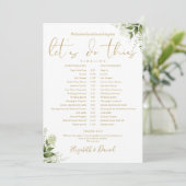 Groen Bloemen Goud Bruiloft Schema Tijdlijn Programma (Staand voorkant)