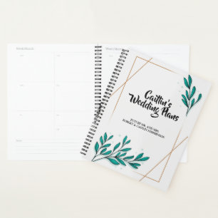 Groen Bloemen Gouden Folie Bladeren Bruiloft Plann Planner