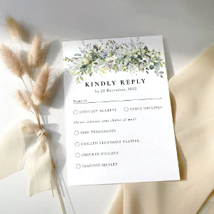 Groen Bloemen Huwelijksceremonie RSVP Kaart
