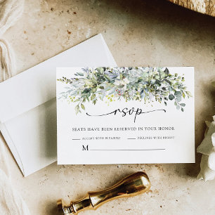 Groen Bloemen Huwelijksceremonie RSVP Kaart