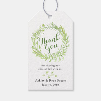 Groen Bloemen krans bruiloft dank u Cadeaulabel