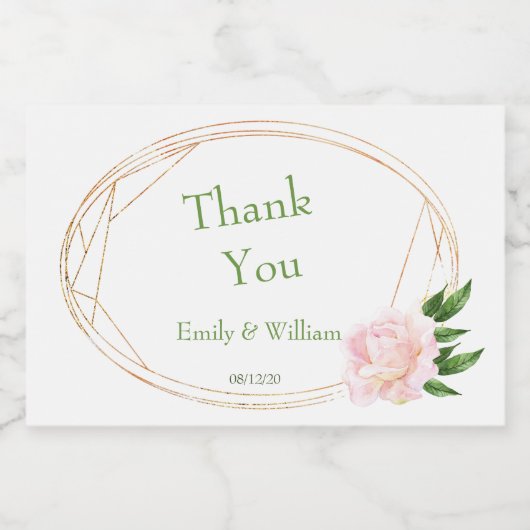 Groen Bloemen Mini Mousserende Wijnfles Etiket (Enkel label)