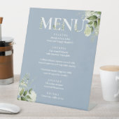 Groen Bloemen Modern Elegant Stoffig Blauw Menu Reclamebord Met Voetstuk (Insitu)