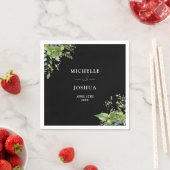 Groen Bloemen Moderne zwart-wit bruiloft Servet (Insitu)