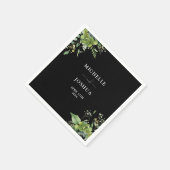 Groen Bloemen Moderne zwart-wit bruiloft Servet (Hoek)