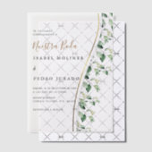 Groen Bloemen Nuestra Boda Spaanse bruiloft Vellum Uitnodigingen (Offset (Uitnodiging))