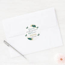 Groen Bloemen Quinceañera Classic Ronde Sticke