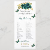 Groen Bloemen Quinceañera Programma (Achterkant)