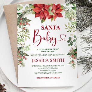 Groen Bloemen Santa Christmas Baby shower Kaart