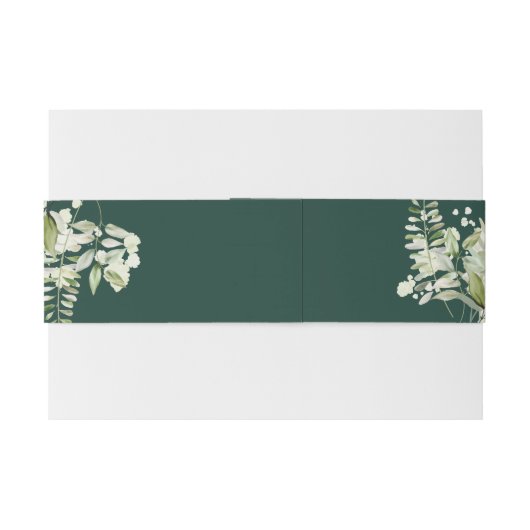 Groen Bloemen Smaragd Groen Bruiloft Uitnodiging Uitnodigingen Wikkel (Achterkant Voorbeeld)